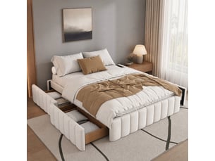 Lit avec rangement 140x200 cm ULEVR   coloris beige