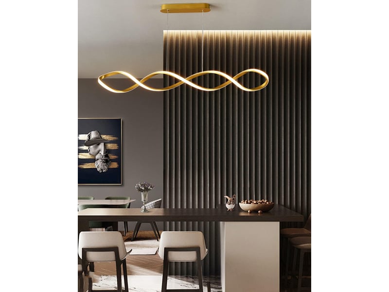 Lampe suspendue à led or l80cm trois couleurs de lumière  - Conforama E