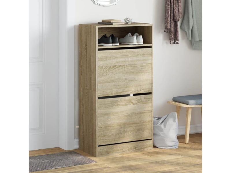  Meuble à chaussure, armoire à chaussures chêne sonoma 60x34x116cm bois d'ingénierie  - Conforama C