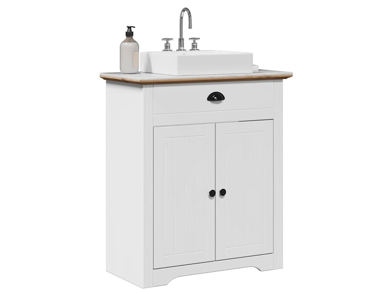 Armoire de lavabo de salle de bain, cabinet de salle de bain bodo blanc marron 70x35x80cm cf65577 - Conforama B