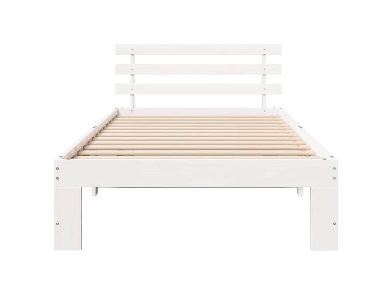 Lit simple- lit adulte - cadre de lit avec tête de lit blanc 100 x 200 cm pin massif - Conforama D