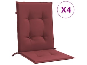 Lot de 4 coussins de chaise dossier bas rouge bordeaux mélangé cf59416