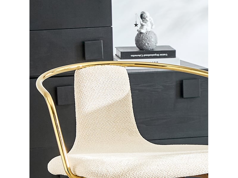  Tabouret de bar lot de 2 avec accoudoirs et repose-pieds, siège rembourré, style scandinave, en bois, blanc  - Conforama E