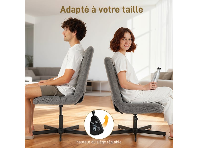  Fauteuil relax pivotant avec repose-pieds velours gris 66 x 80 x 93-104 cm  - Conforama E
