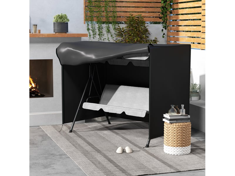  Housse de protection pour balançoire de jardin 3 places 205x124x164 cm noire en polyester, fermeture zippée  - Conforama C