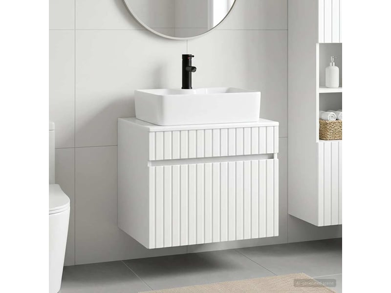 Ensemble de mobilier de salle de bain blanc bois d'ingénierie cf64576 - Conforama B