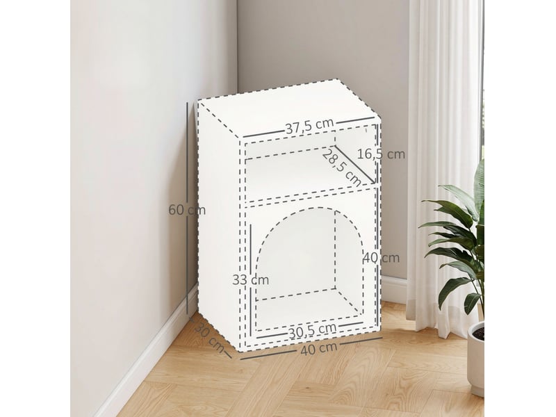  Lot de 2 tables de chevet modenvie à 2 niches ouvertes mdf blanc 40 x 30 x 60 cm  - Conforama C