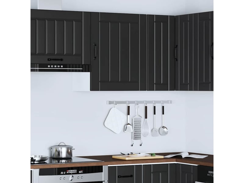  Meuble de rangement, armoire murale de cuisine lucca noir bois d'ingénierie shl2586  - Conforama C