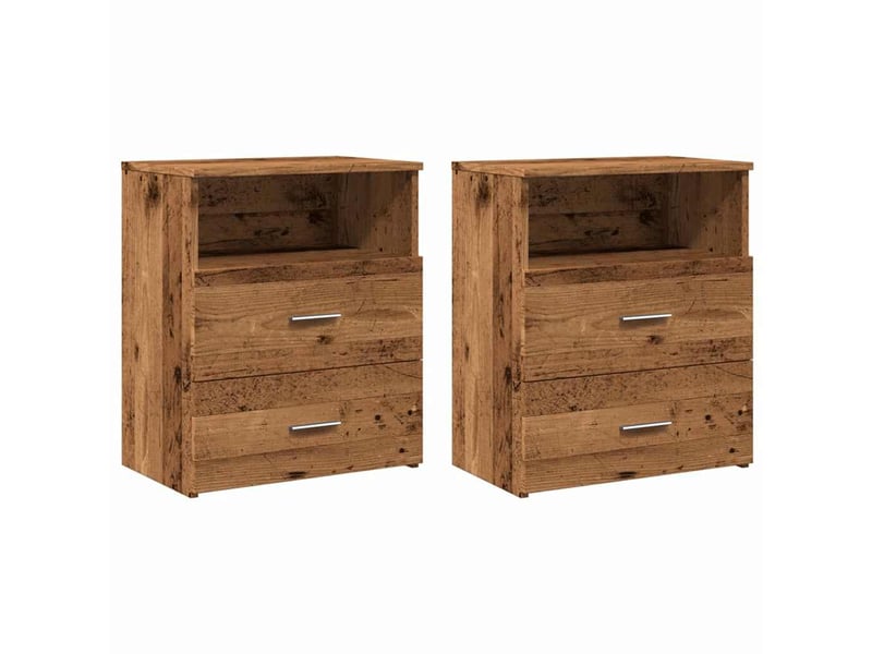  Vidaxl tables de chevet 2 pièces vieux bois table d'appoint 50x32x60 cm salon et chambre  - Conforama A