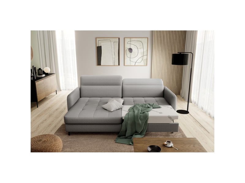  Canapé d'angle gris 3 places angle gauche mousse hr goumsi  - Conforama B