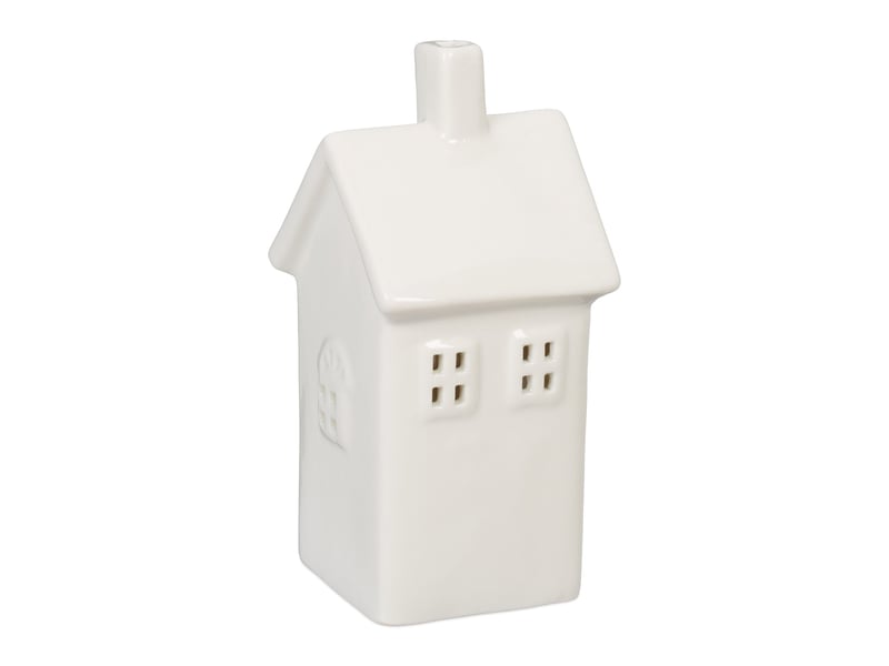 Photophore en forme de maison ambiance cosy déco intérieur 18 x 12 x 12 cm en porcelaine blanche 13_0015196  - Conforama A