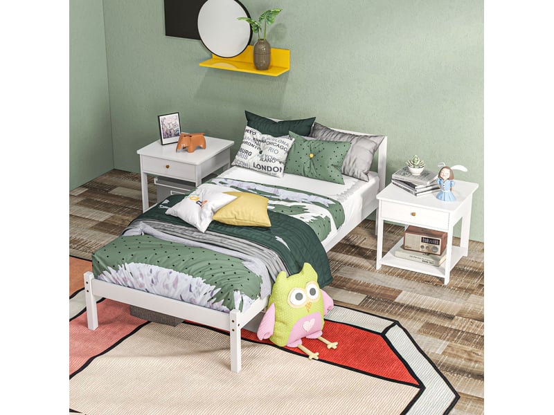  Lit simple avec rangement sous le lit en bois blanc  - Conforama D