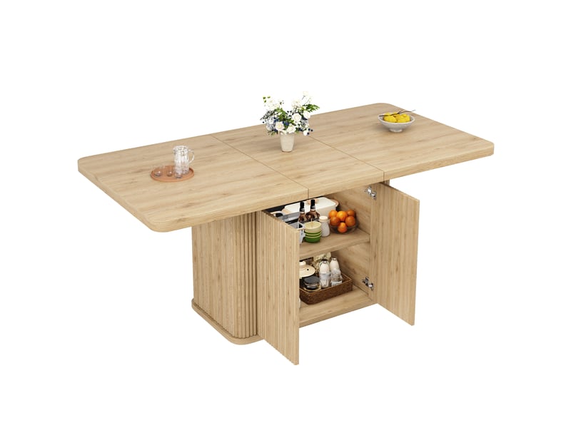 Table à manger extensible 140 à 180cm avec rangement caché, bois clair Bliss Lite - Conforama A