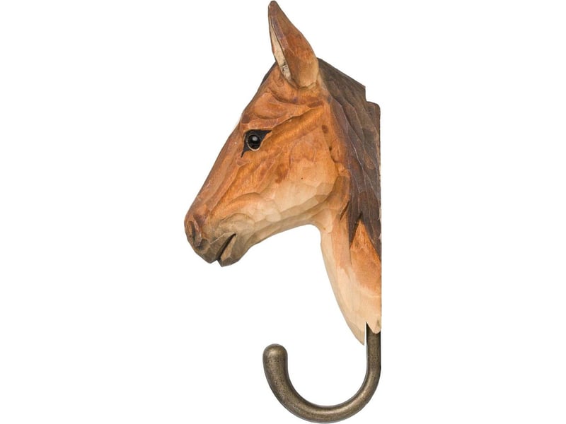  Patère animal en bois sculpté à la main et métal cheval pur sang arabe  - Conforama C