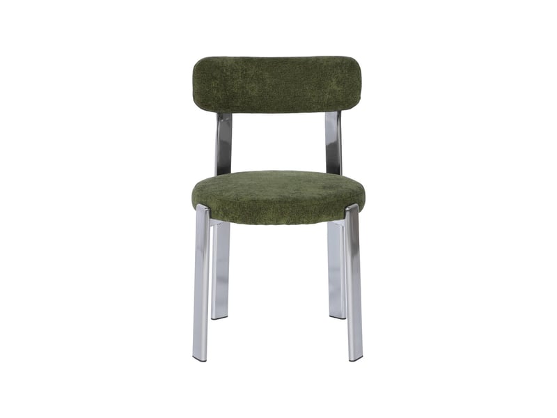  Lot de 2 chaises vintage acier chromé et tissu texturé kaki - gloria  - Conforama C