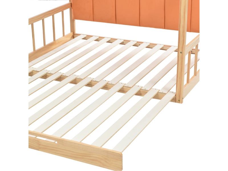  Lit coffre 90x200 cm avec dossier demi-cercle et rangement, velours, rose, sans matelas  - Conforama R