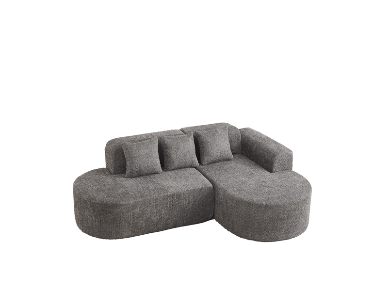  Canapé d'angle 3 places 222x157x73 cm avec méridienne droite en chenille anthracite  - Conforama A