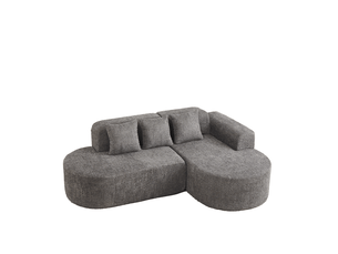 Canapé d'angle 3 places 222x157x73 cm avec méridienne droite en chenille anthracite