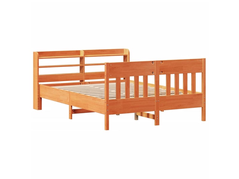  Lit double- lit adulte -  cadre de lit sans matelas  marron 160x200cm bois pin massif  - Conforama B