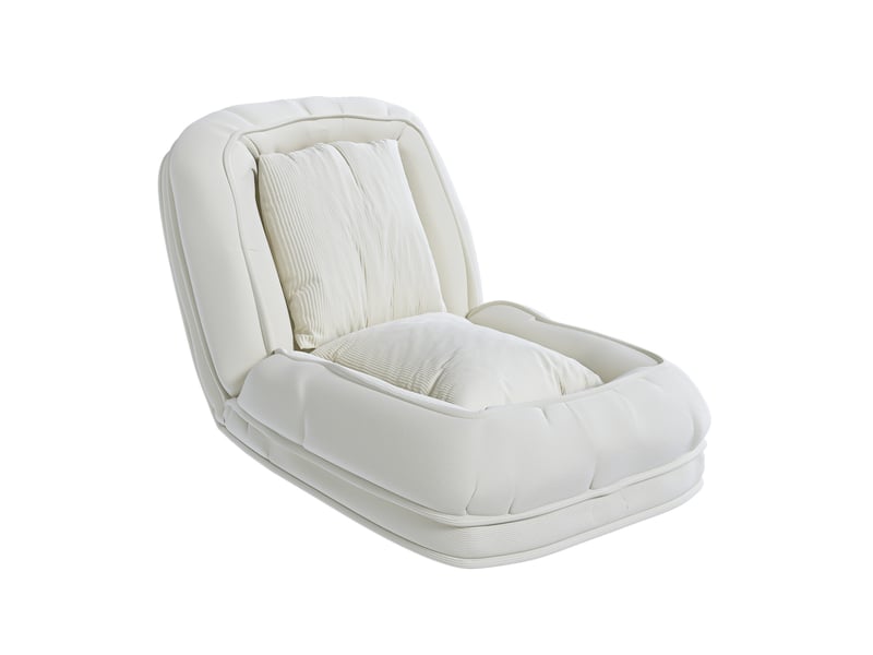  Canapé convertible 1 place en tissu blanc cassé, 5 positions 90°-180°, 2 coussins, pliable et gain de place  - Conforama A
