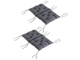 Lot de 2 coussins assise 98×50×8 cm, avec attaches, lavables, ergonomiques, gris.