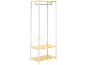 Porte-manteau 2 en 1 avec étagère à 2 niveaux, acier et panneaux de particules, 60 x 40 x 167,5 cm