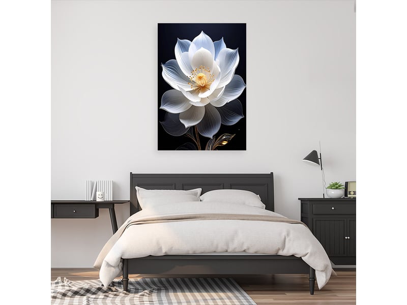 Tableaux, grande fleur blanche délicate sur fond noir 20x30 1312615434 - Conforama B