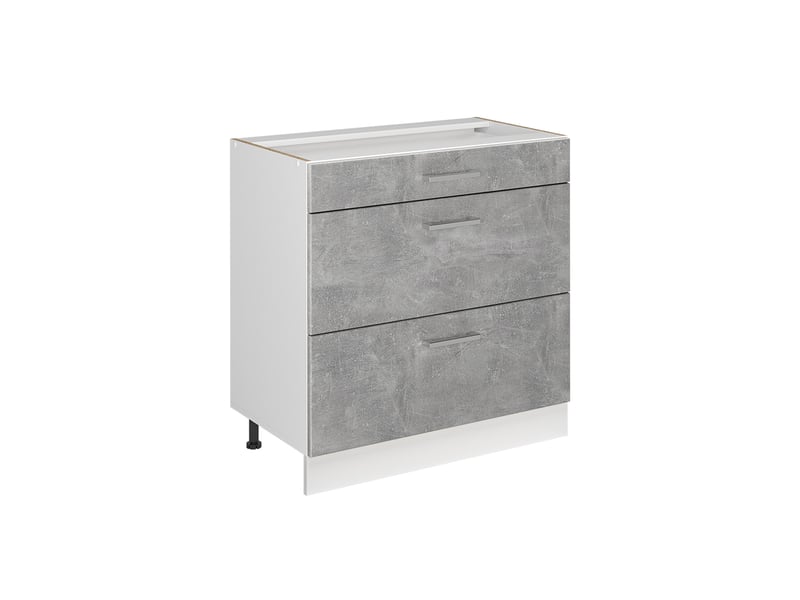  Vicco meuble cuisine, bétonblanc, 80cm avec 3 tiroirs sans plan de travail  - Conforama A