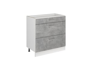 Vicco meuble cuisine, bétonblanc, 80cm avec 3 tiroirs sans plan de travail