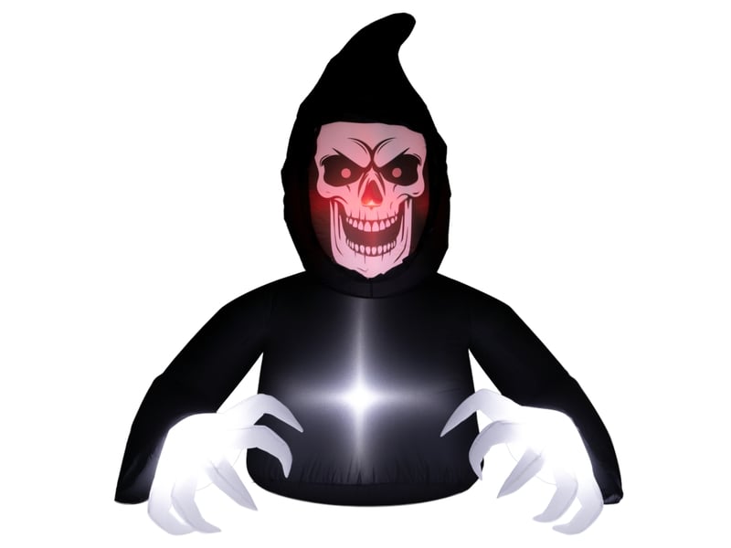 Décoration gonflable faucheuse d’halloween avec éclairage led pour jardin en polyester noir 190×115×180 cm - Conforama A
