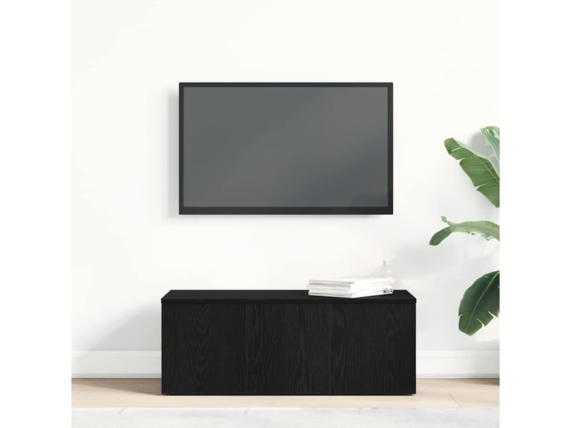  Meuble tv - banc tv - meuble de rangement 80x34x30 cm chêne noir bois d'ingénierie  - Conforama D