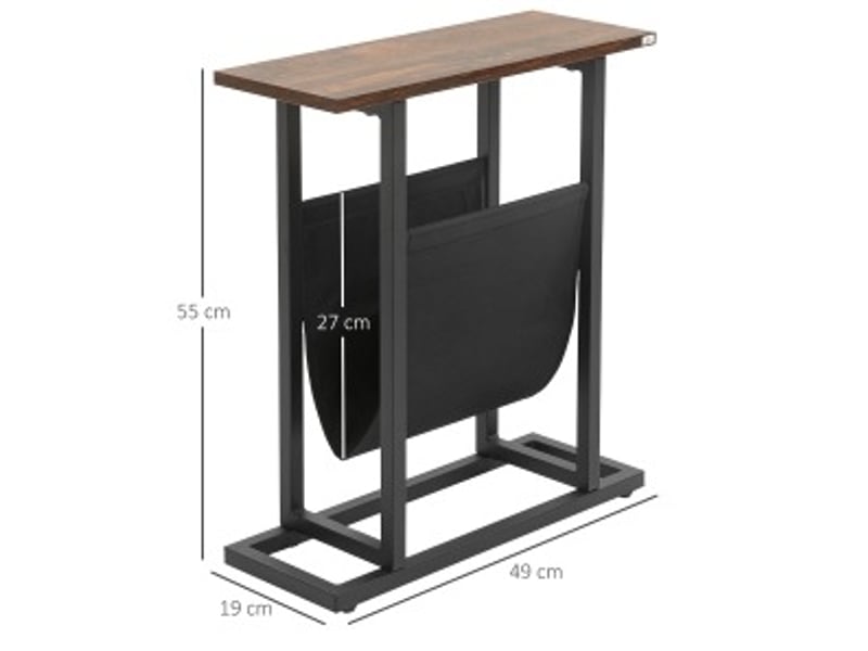  Table basse compacte avec poche de rangement et structure en acier, pour salon et chambre, 49 × 19 × 55 cm  - Conforama C