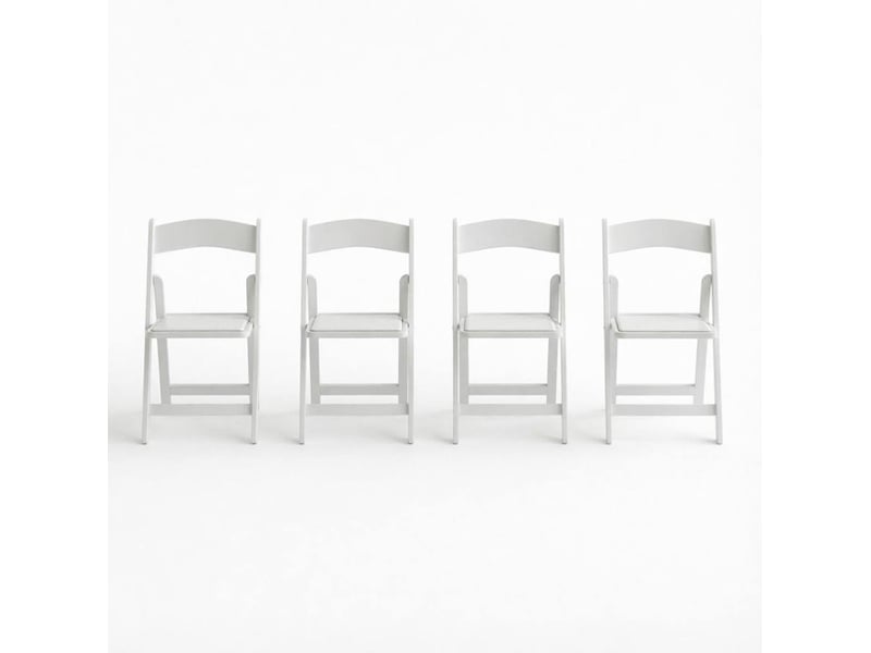  Lot de 4 chaises pliantes 44 x 45 x 78 cm blanches en résine et pu, avec assise rembourrée  - Conforama A