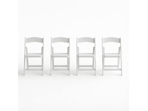 Lot de 4 chaises pliantes 44 x 45 x 78 cm blanches en résine et pu, avec assise rembourrée