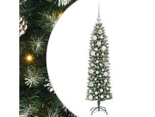 Sapin de noël - arbre de noël artificiel slim vert et blanc 120 cm