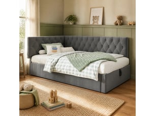 Lit avec rangement 90x190 cm <strong></strong> <strong></strong> coloris gris
