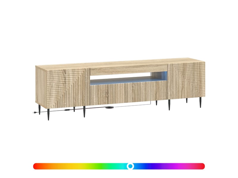 Meuble tv - banc tv - meuble de rangement led chêne sonoma bois d'ingénierie - Conforama C