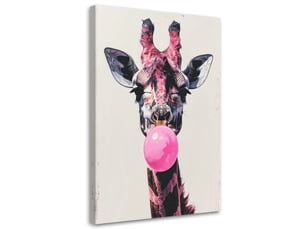 Tableaux, girafe rose bonbon 30x45