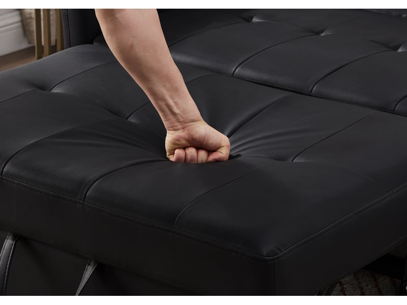 Canapé droit convertible 2 places en simili noir vieilli, dossier réglable IKSETERA TRADING LTD - Conforama W