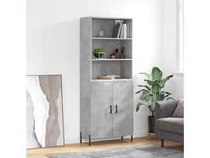 Buffet haut - bahut - meuble de rangement gris béton 69,5x34x180 cm bois d'ingénierie
