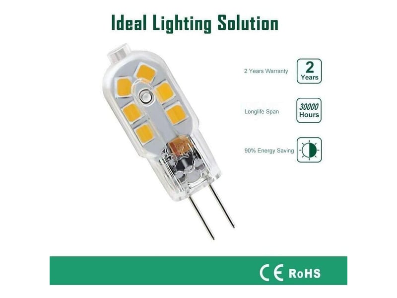  Ampoule led g4 12v, 1w equivalent 10w halogène lampe, pas de scintillement 200lm, blanc chaud 3000k, 360° angle de faisceau, non-dimmab  - Conforama C