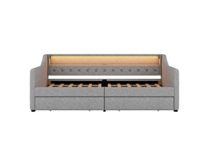 Lit banquette 90x200 cm <strong>ZOVIRA</strong> <strong></strong> coloris gris
