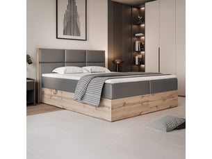 Lit coffre 180x200 cm <strong>IDOHOME</strong>  <strong>LAVIO</strong> coloris gris