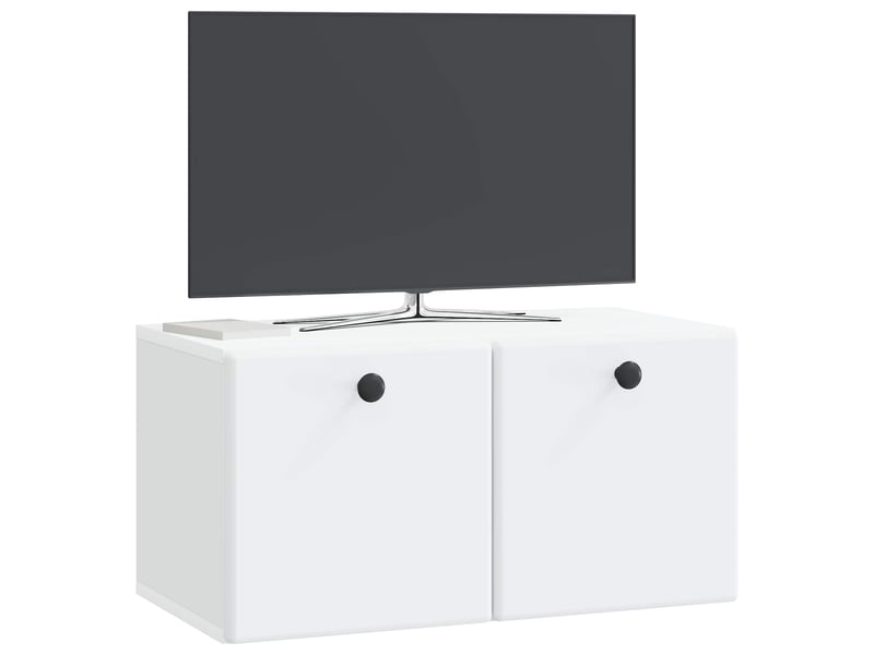  Meuble tv - banc tv - meuble de rangement mural 59,5 x 31 x 30 cm blanc bois d'ingénierie  - Conforama C