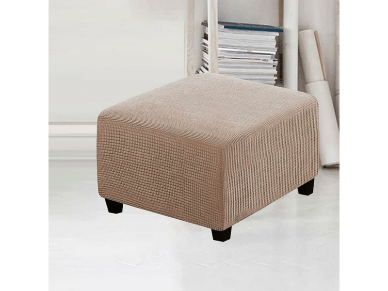  Housse de tabouret carrée élastique pour tabouret de rangement et repose - pieds kaki  - Conforama B