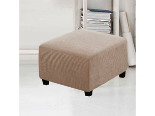 Housse de tabouret carrée élastique pour tabouret de rangement et repose - pieds kaki