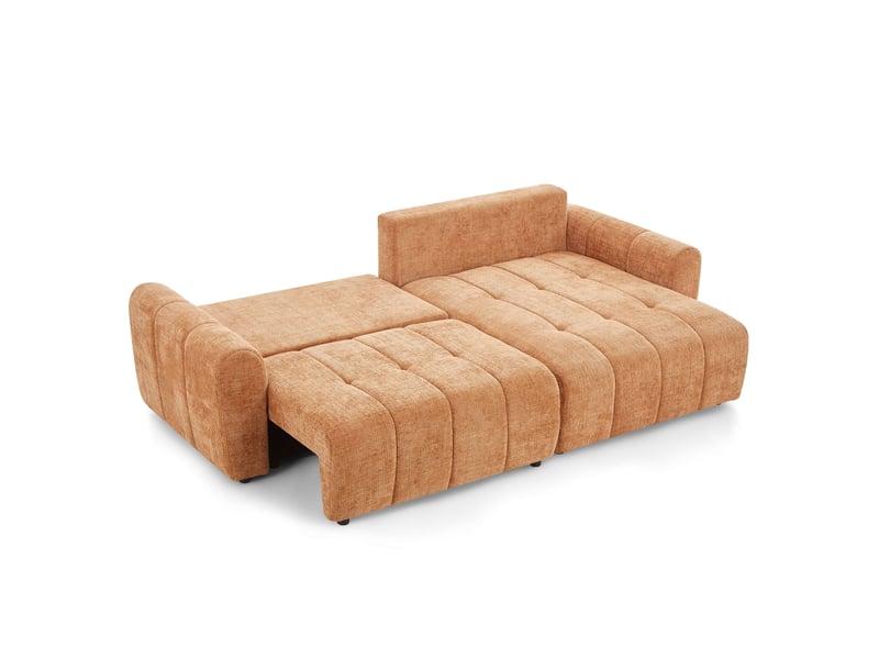  Canapé d'angle convertible et réversible jonea 4 places tissu texturé terracotta  - Conforama C