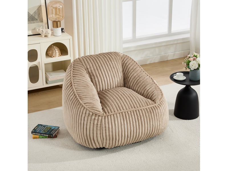  Fauteuil pouf modenvie en chenille à mousse à mémoire de forme 98 x 92 x 73 cm camel et marron  - Conforama B