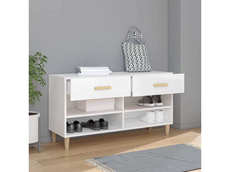  Meuble à chaussure, armoire à chaussure blanc brillant 102x35x55 cm bois ingénierie shl561  - Conforama C