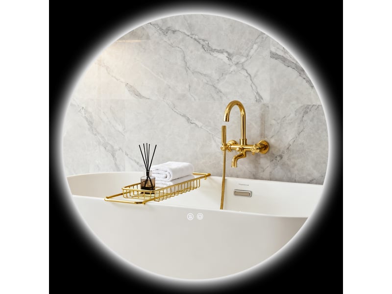  Miroir rond lumineux led de salle de bain ø 80 cm mural avec éclairage interrupteur tactile système antibuée  - Conforama A